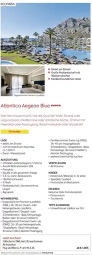 Billa Reisen Atlantica Aegean Blue Angebot