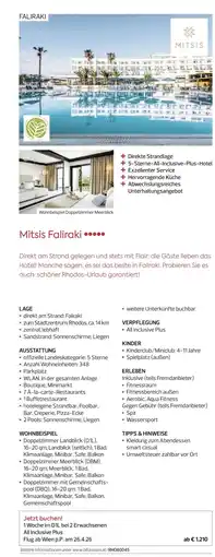 Billa Reisen Mitsis Faliraki Angebot