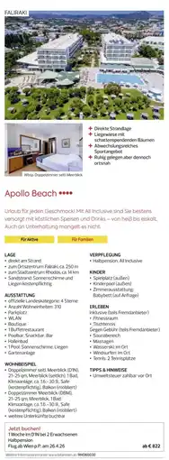 Billa Reisen Apollo Beach Angebot