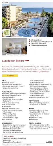 Billa Reisen Sun Beach Resort Angebot