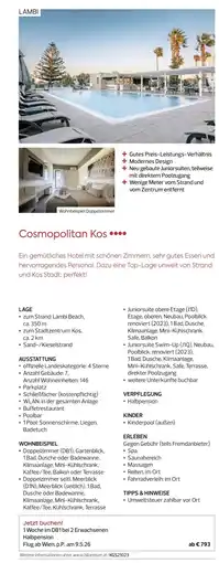 Billa Reisen Cosmopolitan Kos Angebot