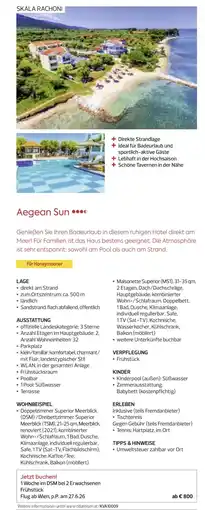 Billa Reisen Aegean Sun Angebot