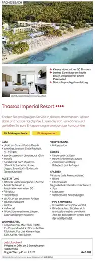 Billa Reisen Thassos Imperial Resort Angebot