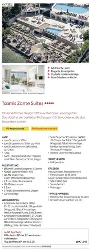 Billa Reisen Tsamis Zante Suites Angebot