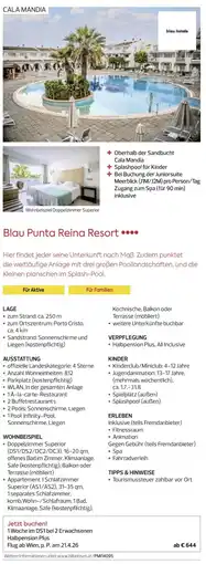 Billa Reisen Blau Punta Reina Resort Angebot