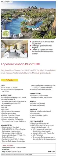 Billa Reisen Lopesan Baobab Resort Angebot