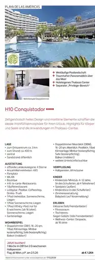 Billa Reisen H10 Conquistador Angebot