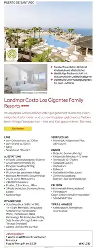 Billa Reisen Landmar Costa Los Gigantes Family Resorts Angebot