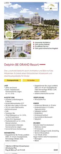 Billa Reisen Delphin be grand resort Angebot