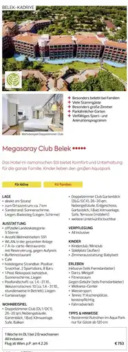 Billa Reisen Megasaray Club Belek Angebot