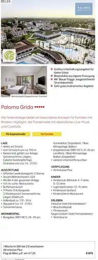 Billa Reisen Paloma Grida Angebot