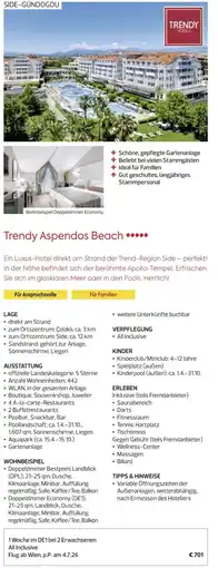 Billa Reisen Trendy Aspendos Beach Angebot