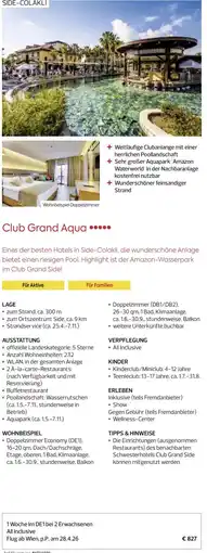 Billa Reisen Club Grand Aqua Angebot