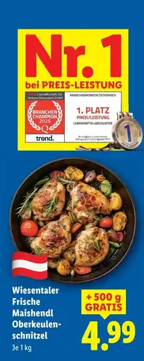 Lidl Wiesentaler Frische Maishendl Oberkeulen- schnitzel Angebot