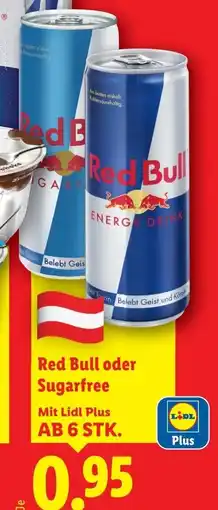 Lidl Red Bull oder Sugarfree Angebot