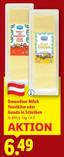 Lidl Gmundner Milch Toastkäse oder Gouda in Scheiben Angebot