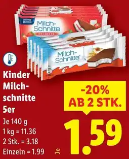 Lidl Kinder Milch- schnitte 5er Angebot