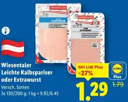 Lidl Wiesentaler Leichte Kalbspariser oder Extrawurst Angebot
