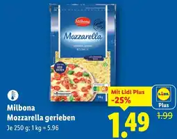 Lidl Milbona Mozzarella gerieben Angebot