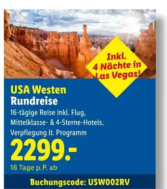 Lidl USA Westen Rundreise Angebot