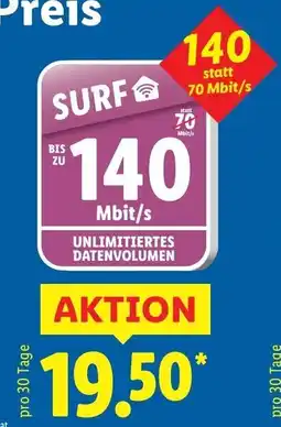 Lidl SURF 140 Mbit/s Angebot