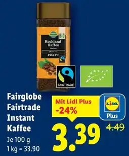 Lidl Fairglobe Fairtrade Instant Kaffee Angebot