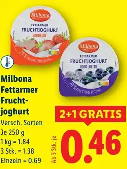 Lidl Milbona fettarmer fruchtjoghurt Angebot