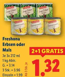 Lidl Freshona Erbsen oder Mais Angebot