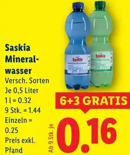 Lidl Saskia Mineralwasser Versch. Sorten wasser Angebot