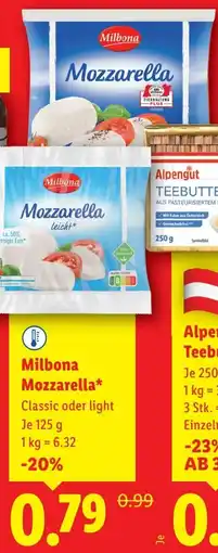 Lidl Milbona Mozzarella Angebot