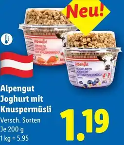 Lidl Alpengut Joghurt mit Knuspermüsli Angebot