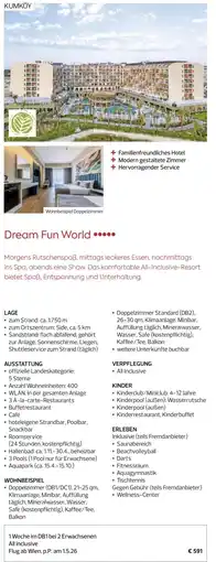 Billa Reisen Dream Fun World Angebot
