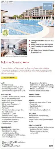 Billa Reisen Paloma Oceana Angebot