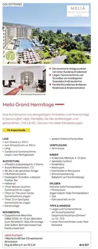 Billa Reisen Melia Grand Hermitage Angebot
