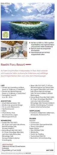 Billa Reisen Reethi Faru Resort Angebot