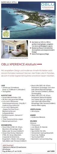 Billa Reisen Oblu xperience ailafushi Angebot