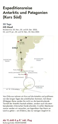 ruefa Expeditionsreise Antarktis und Patagonien (Kurs Süd) Angebot