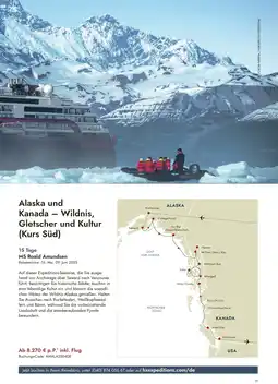 ruefa Alaska und Kanada - Wildnis, Gletscher und Kultur (Kurs Süd) Angebot