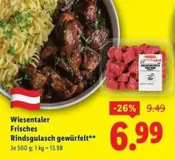 Lidl Wiesentaler Frisches Rindsgulasch gewürfelt Angebot