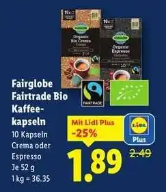 Lidl Fairglobe Fairtrade Bio Kaffeekapseln Angebot
