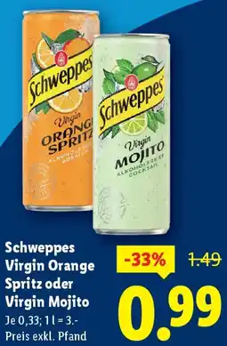 Lidl Schweppes Virgin Orange Spritz oder Virgin Mojito Angebot