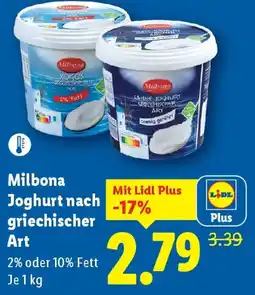 Lidl Milbona Joghurt nach griechischer Art Angebot
