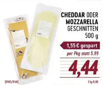 Cheddar oder mozzarella geschnitten