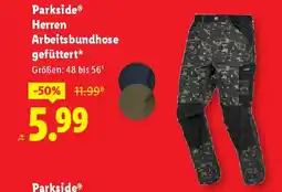 Lidl Herren Arbeitsbundhose gefüttert Angebot