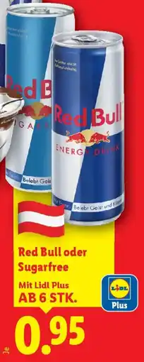 Lidl Red Bull oder Sugarfree Angebot