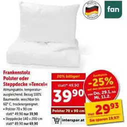 Interspar Frankenstolz Polster oder Steppdecke »Tencel Angebot