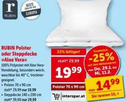 Interspar RUBIN Polster oder Steppdecke Aloe Vera Angebot