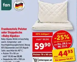 Interspar Frankenstolz Polster oder Steppdecke >>Baby Alpaka Angebot