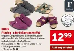 Interspar RUBIN Filzclog- oder Fußbettpantoffel Angebot