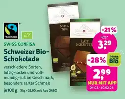 Denn's Biomarkt Schweizer Bio- Schokolade Angebot